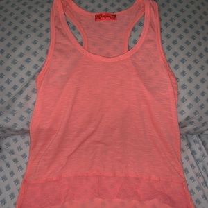 Pink tank with bottom lace